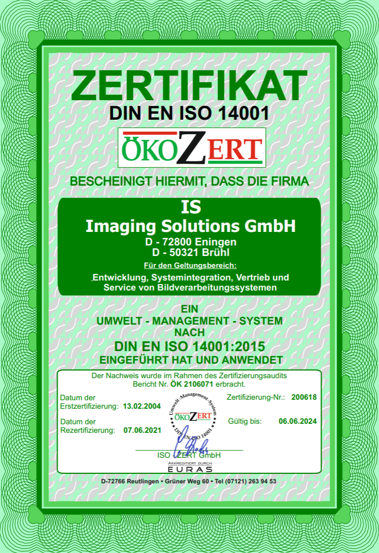 DIN EN ISO 14001 Zertifikat